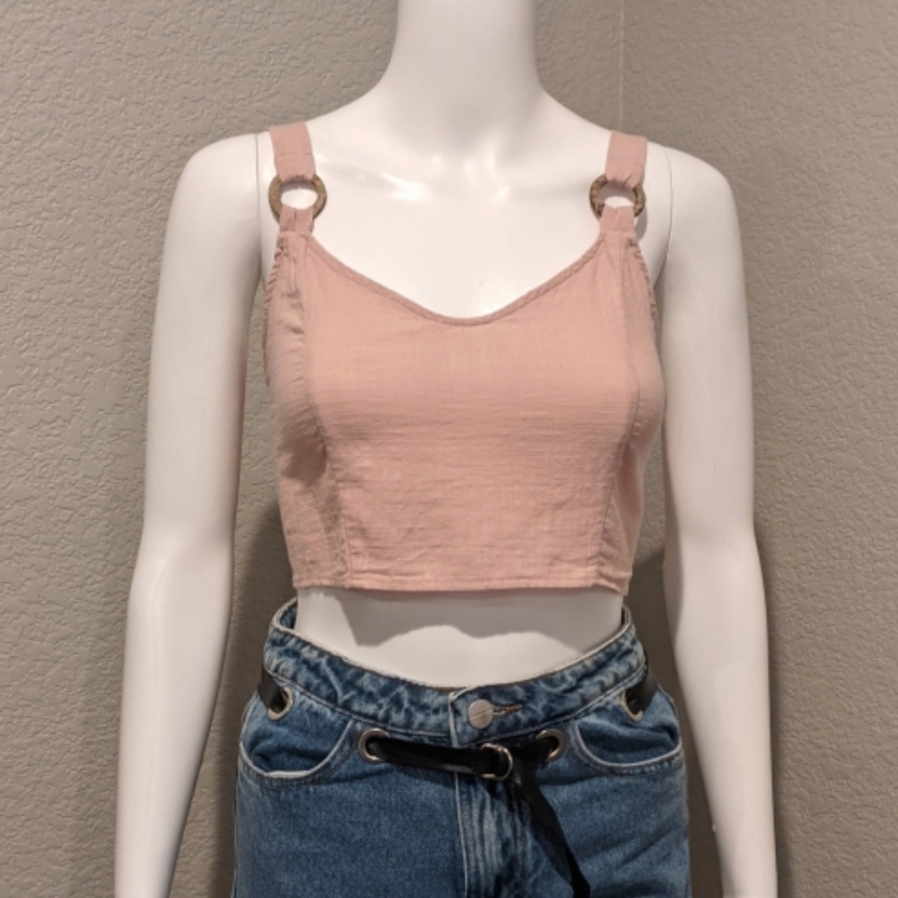 One Heart Clothing Dusty Rose linen look crop top